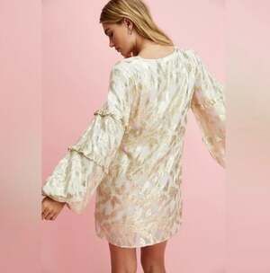 NWT Jen's Pirate Booty Gold Metallic Mini Dress Size XS, NYE Holiday Party